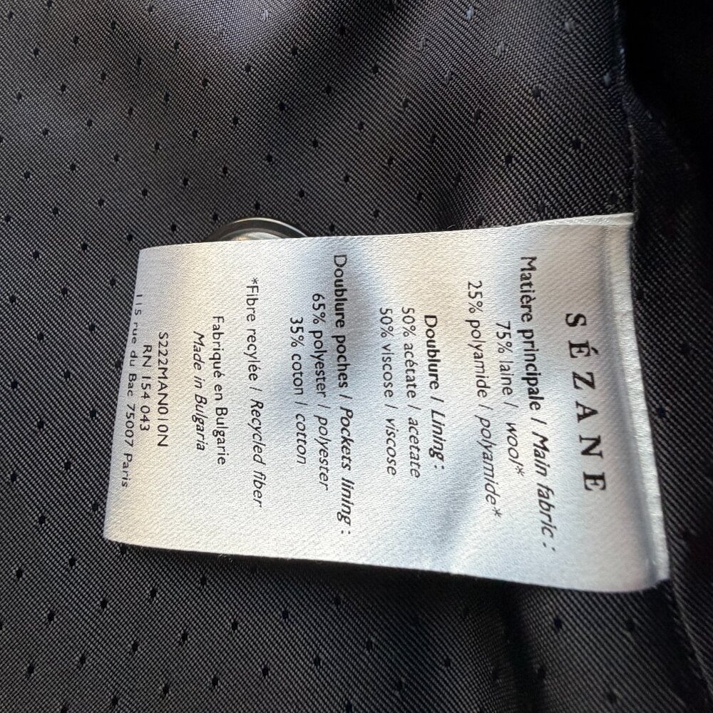 Sezane James Coat Noir (Black) - Size 40 (US 8) - Picture 5 of 6